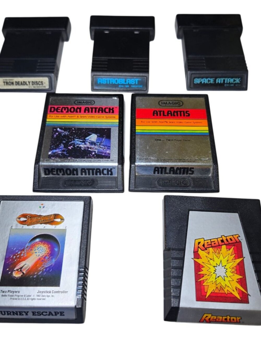 Vintage Atari Game Cartridges Demon Attack Atlantis Tron Deadly Discs Astroblast
